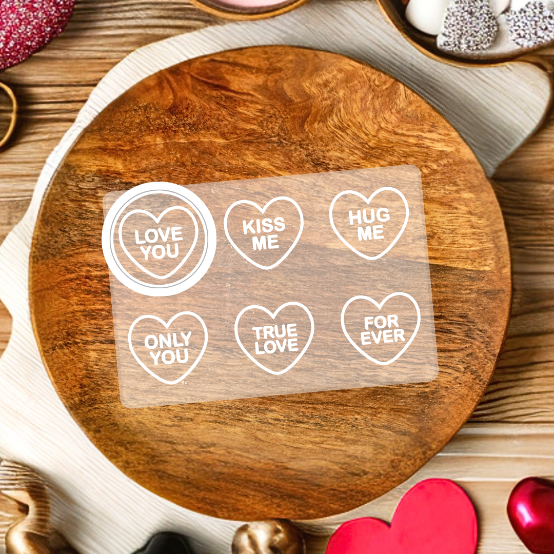 The Candy Heart System (6 designs in 1 embosser!) - Reverse Stamp & Cutter Set