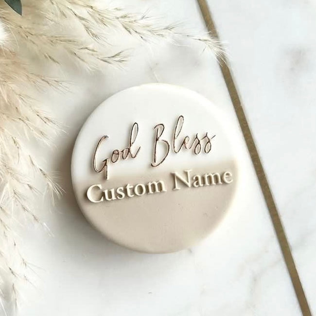 God Bless Custom Name's Christening Day Embosser Stamp