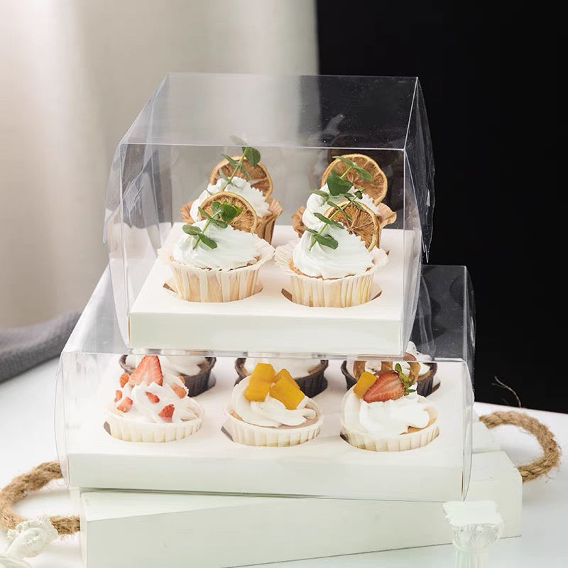 Luxury Cupcake Box With Clear Lid & Insert - Pack of 5