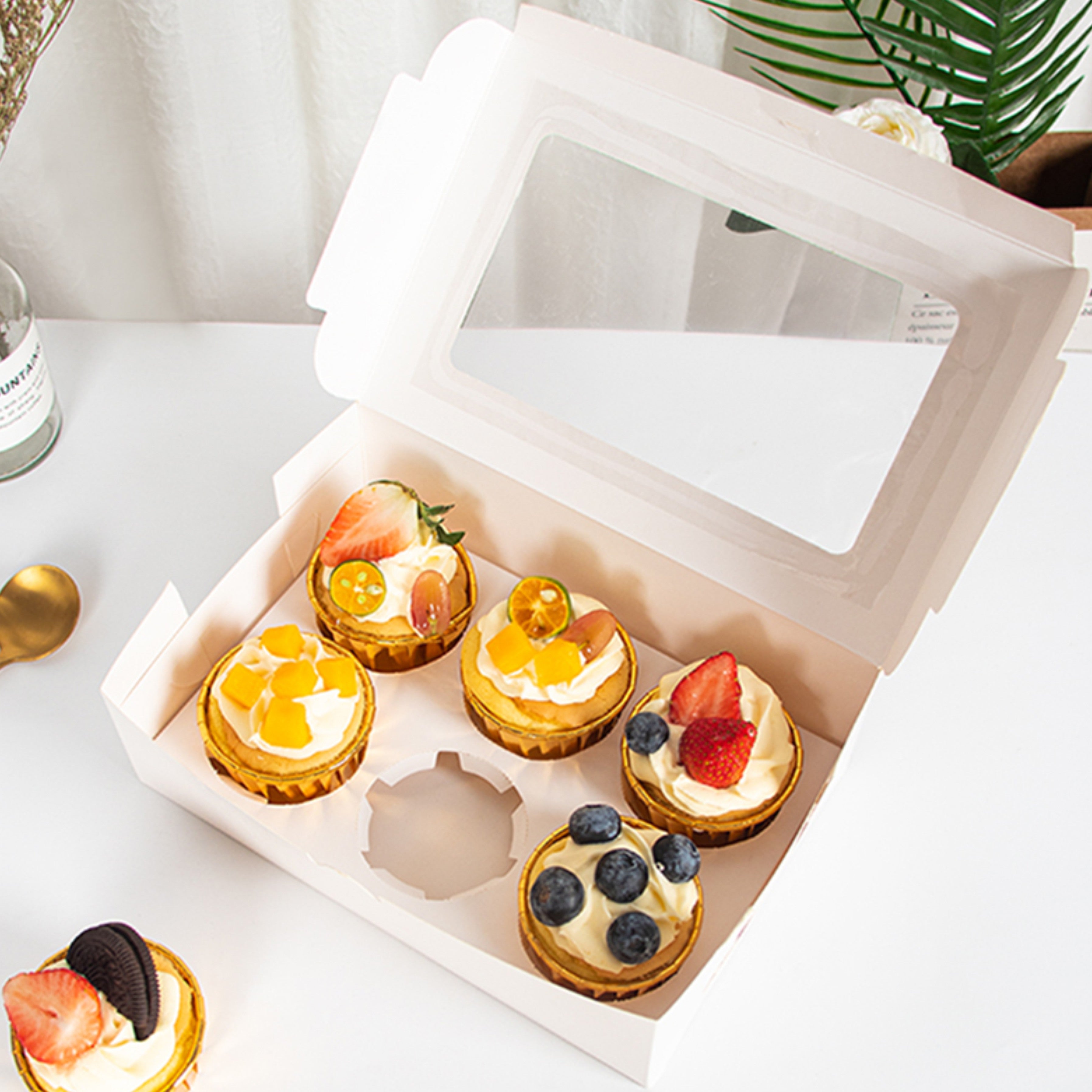 Cupcake Box With Clear Window Lid & Insert - Pack of 5