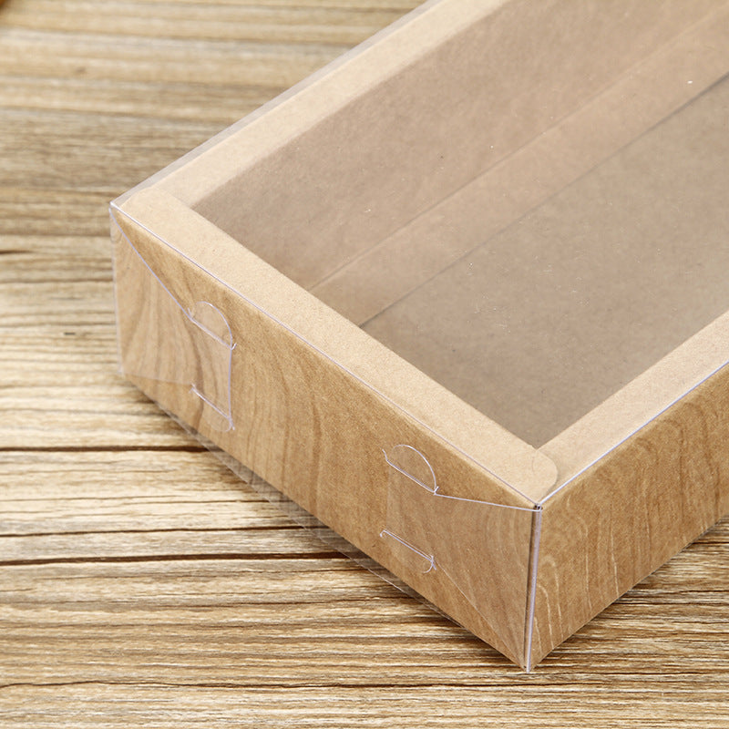 Biscuit / Brownie / Hamper Box With Clear Window Lid - x4 Sizes & 3 Colour Options - Pack of 5