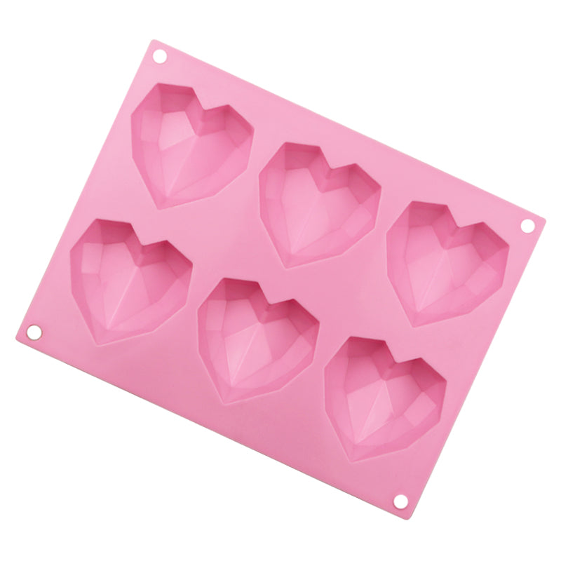 Geometric Hearts x6 Silicone Mould