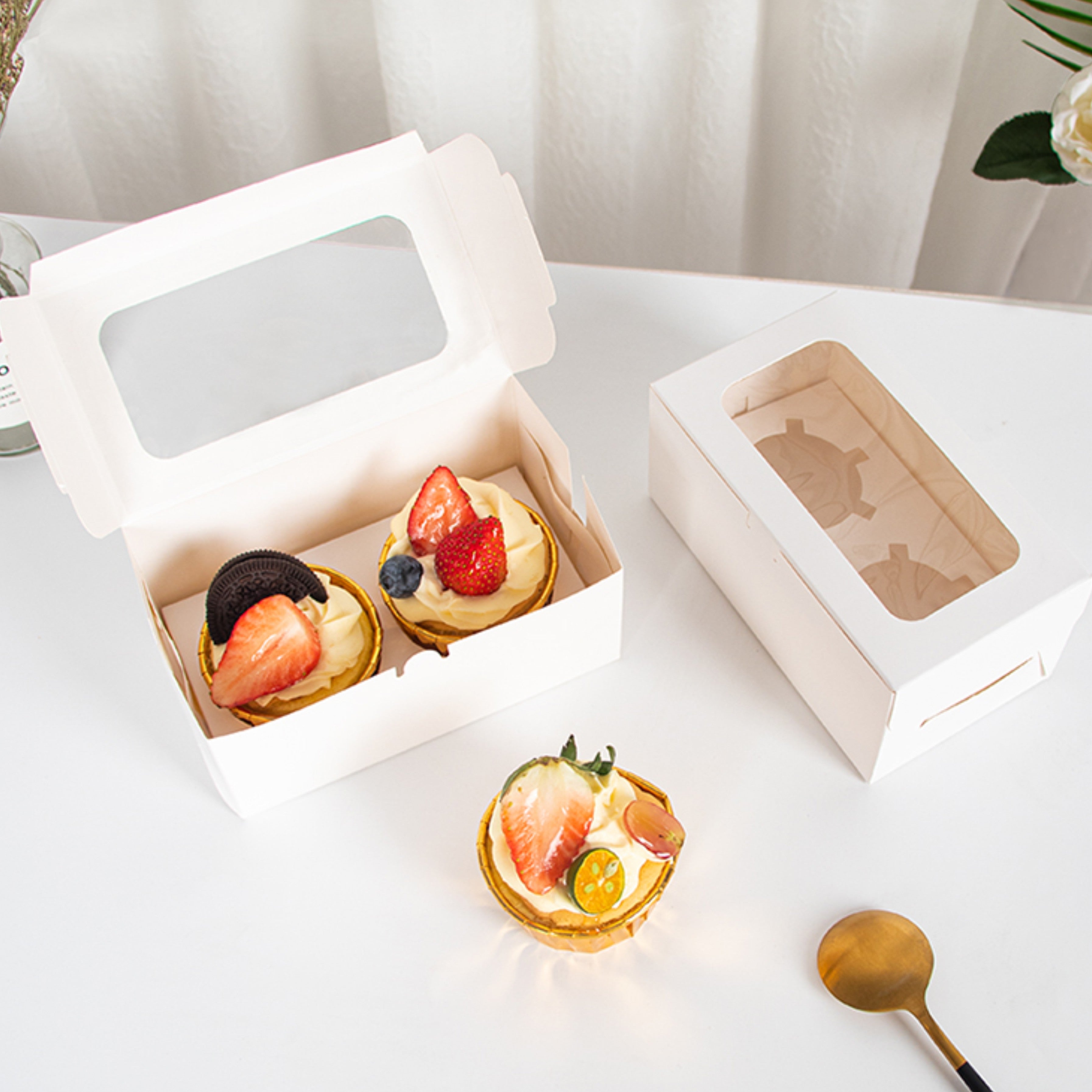 Cupcake Box With Clear Window Lid & Insert - Pack of 5
