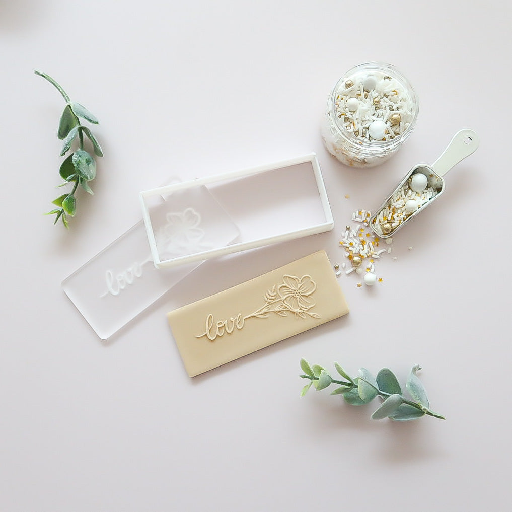 Love With Floral Design Rectangle Embosser