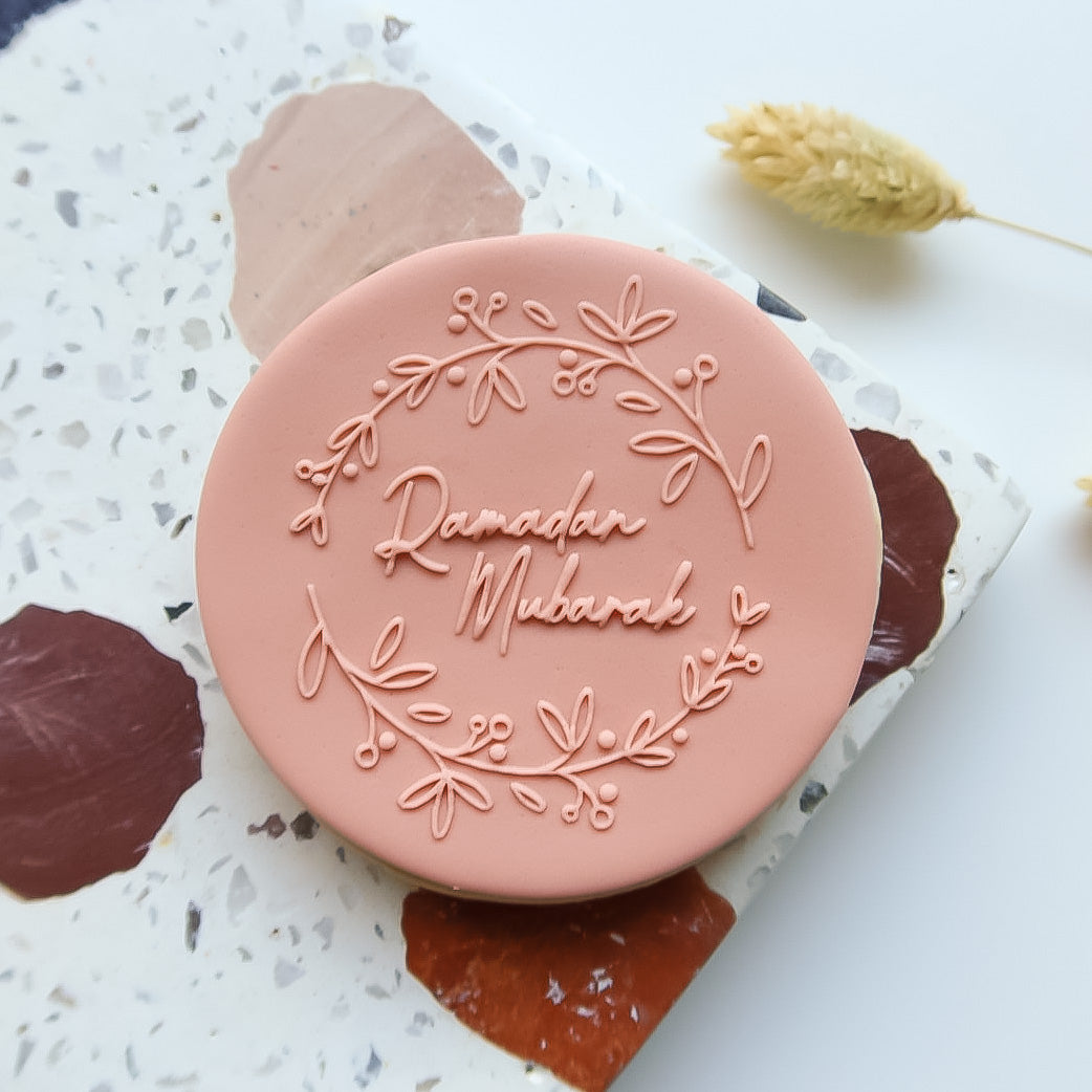 Ramadan Mubarak With Floral Detail - Reverse Stamp