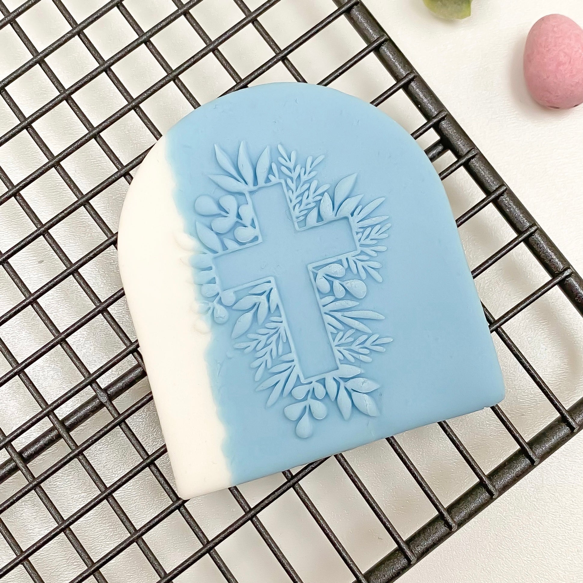 Traditional Floral Holy Cross - Reverse Stamp