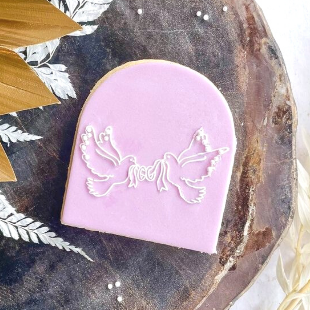 Love Doves With Rings - Reverse Stamp