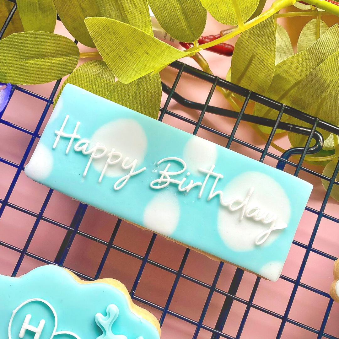 Happy Birthday - Reverse Rectangle Stamp