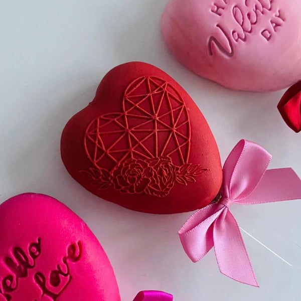 Geometric Floral Heart - Reverse Stamp