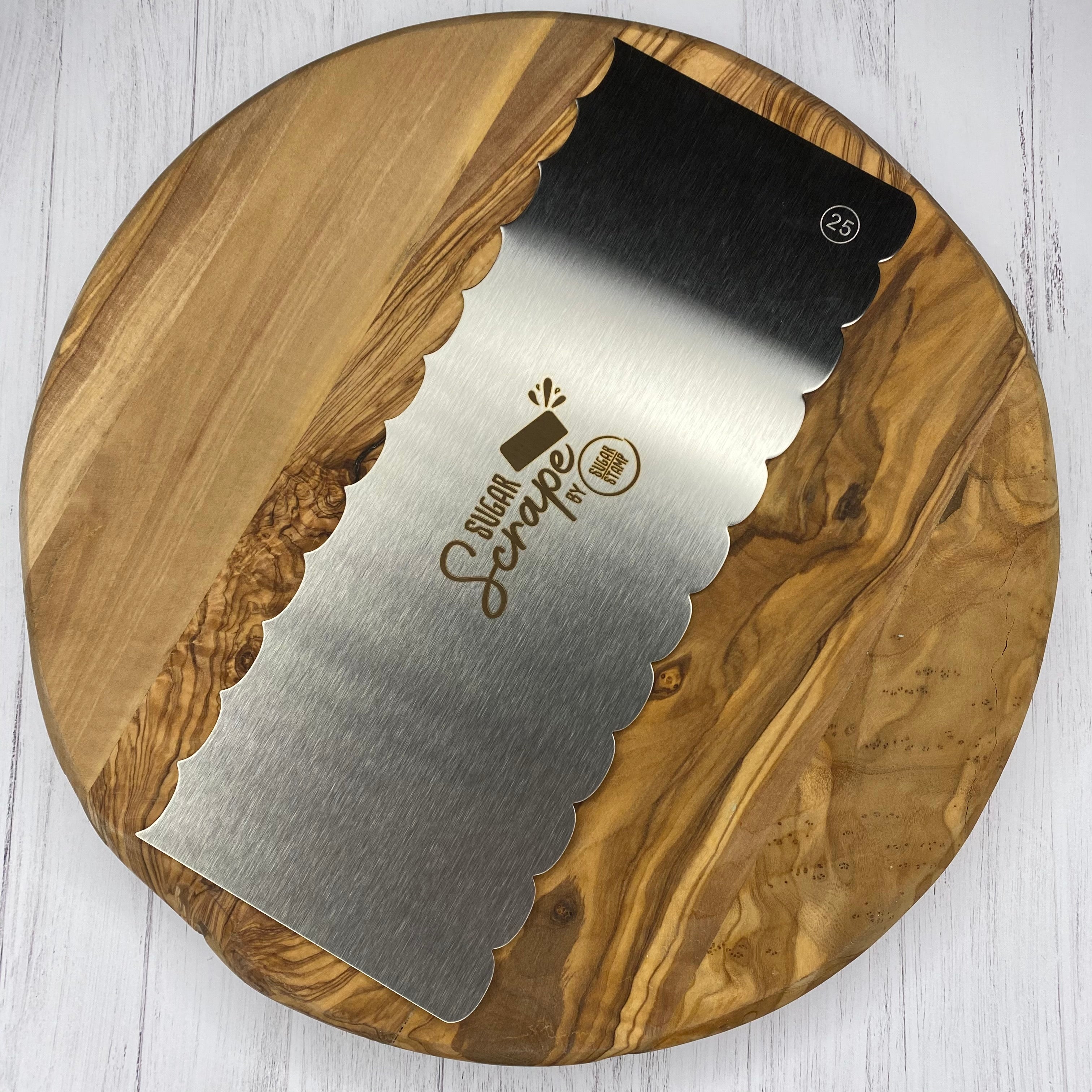 Sugar Scrape Metal Cake Scraper - Style 25 (Wide Scallop)