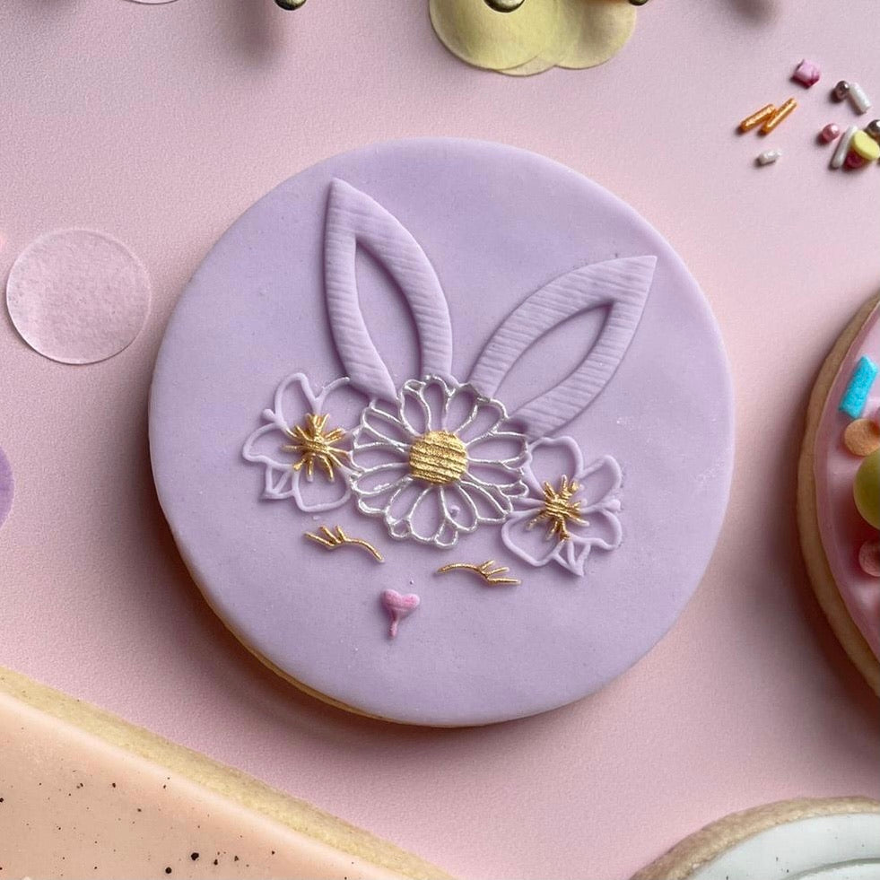 Floral Bunny Head - Reverse Stamp