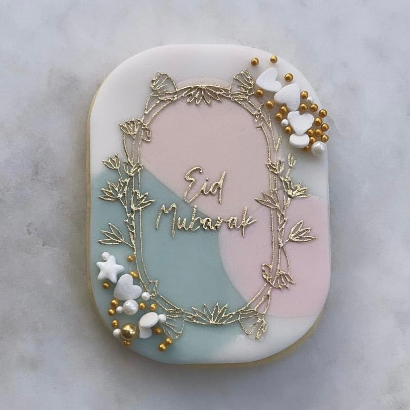 Eid Mubarak Floral Oval - Reverse Stamp
