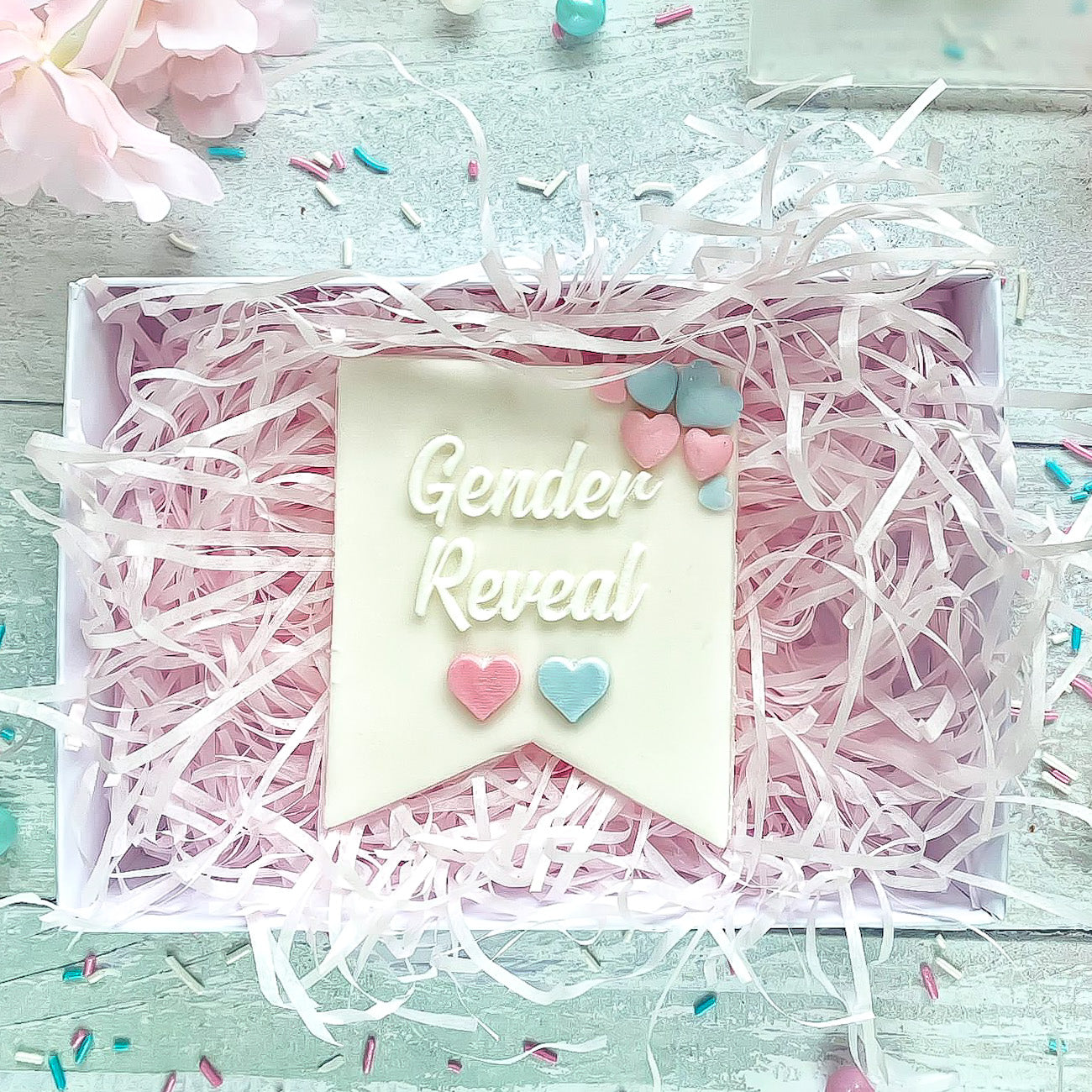 Gender Reveal With 2 Hearts Embosser