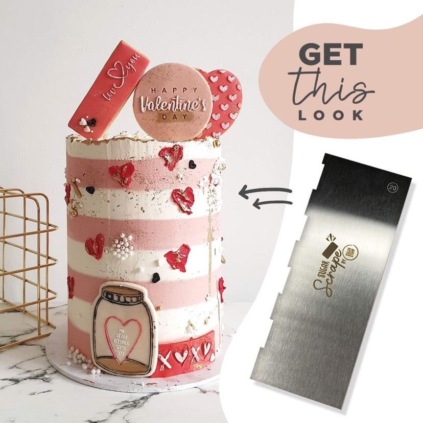 Sugar Scrape Metal Cake Scraper - Style 20 (The Stripy One)