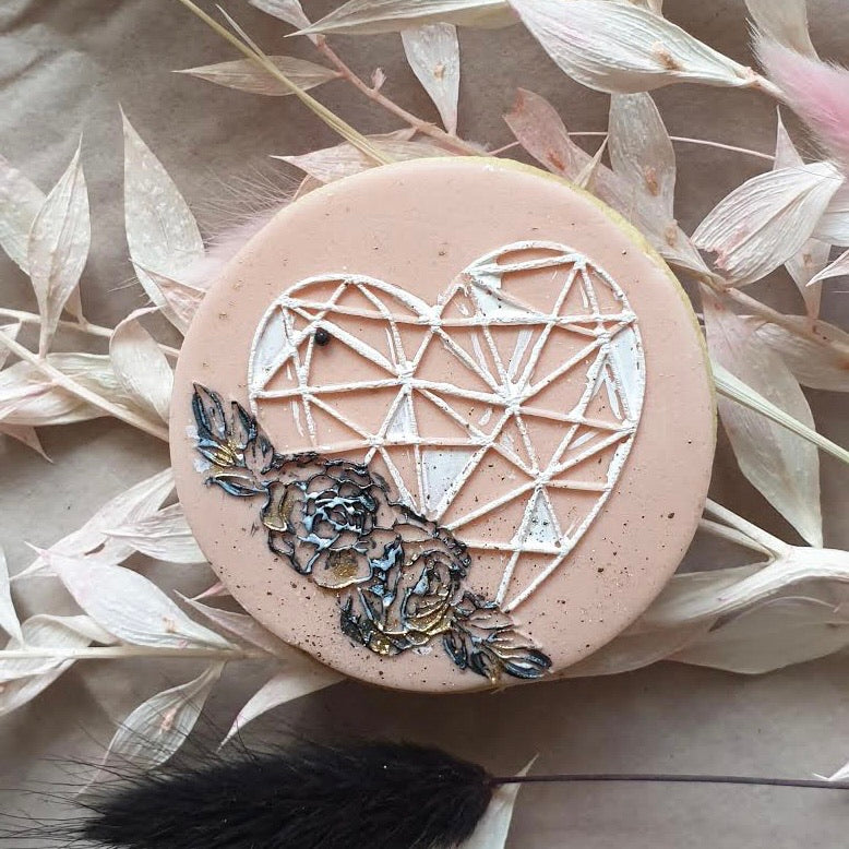 Geometric Floral Heart - Reverse Stamp