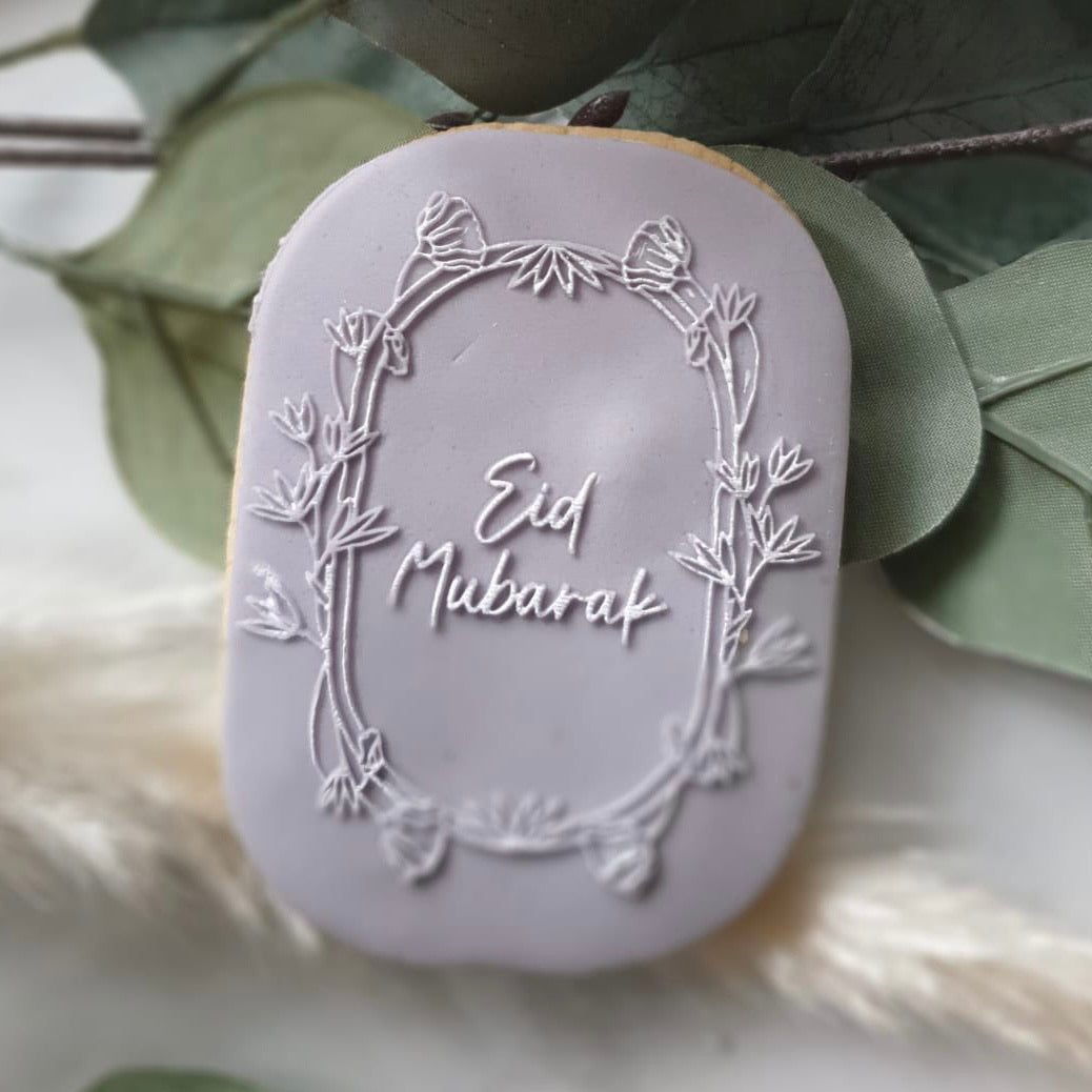 Eid Mubarak Floral Oval - Reverse Stamp