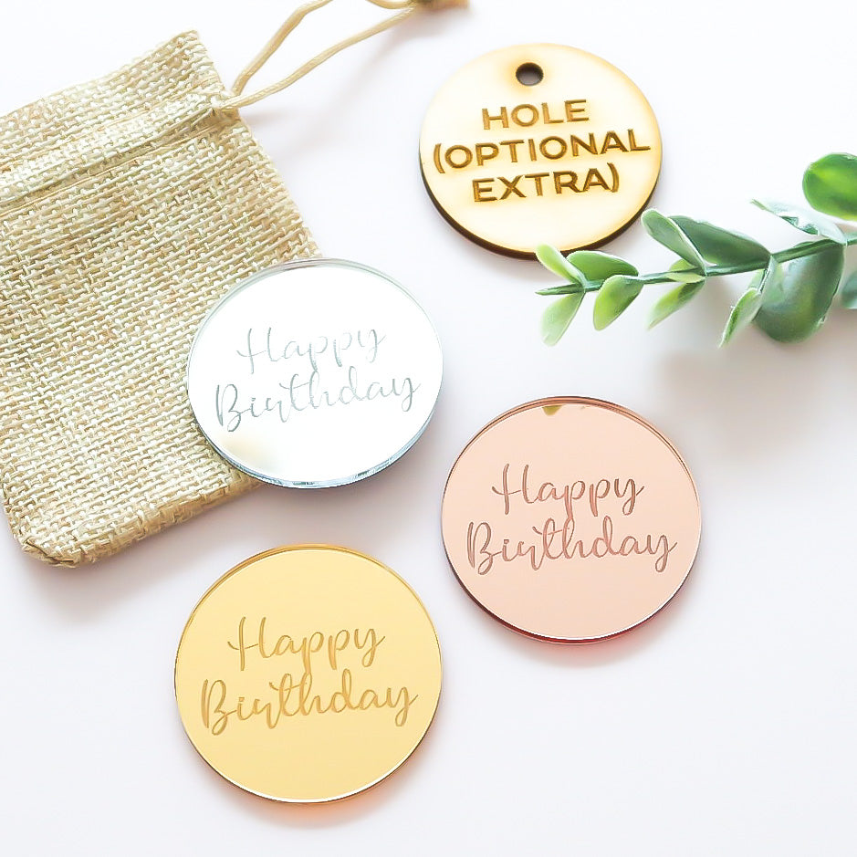 Happy Birthday - Mirror Cake Charm/Tag