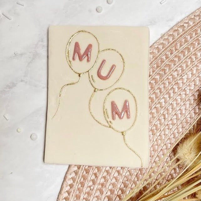 Mum Balloons - Reverse Stamp