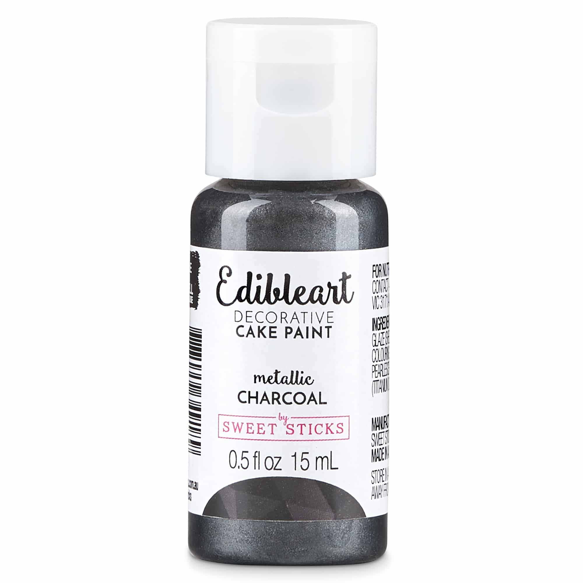 Sweet Sticks Charcoal Metallic Edible Decorative Art Paint - 15ml Bottle