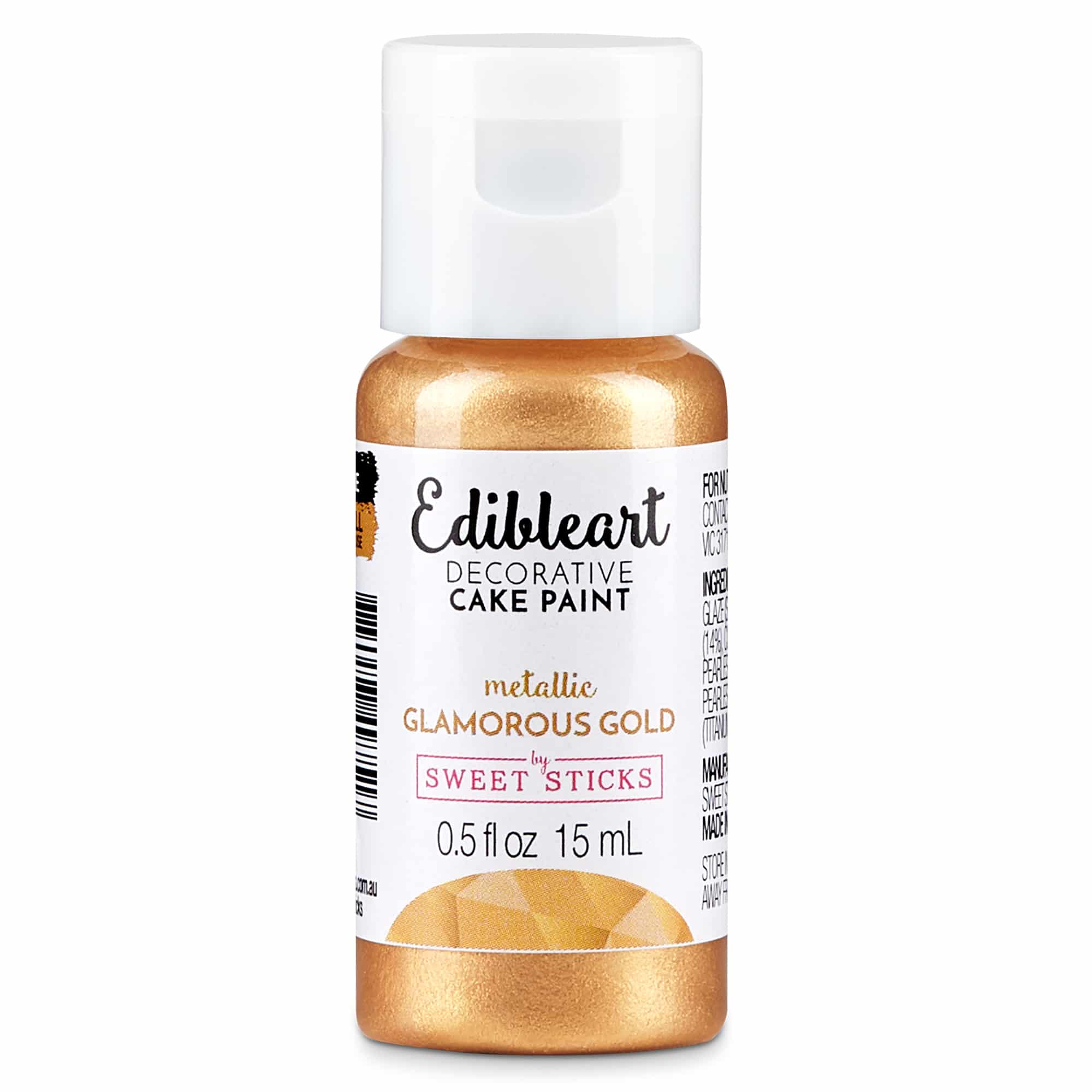 Sweet Sticks Glamorous Gold Metallic Edible Decorative Art Paint - 15ml Bottle