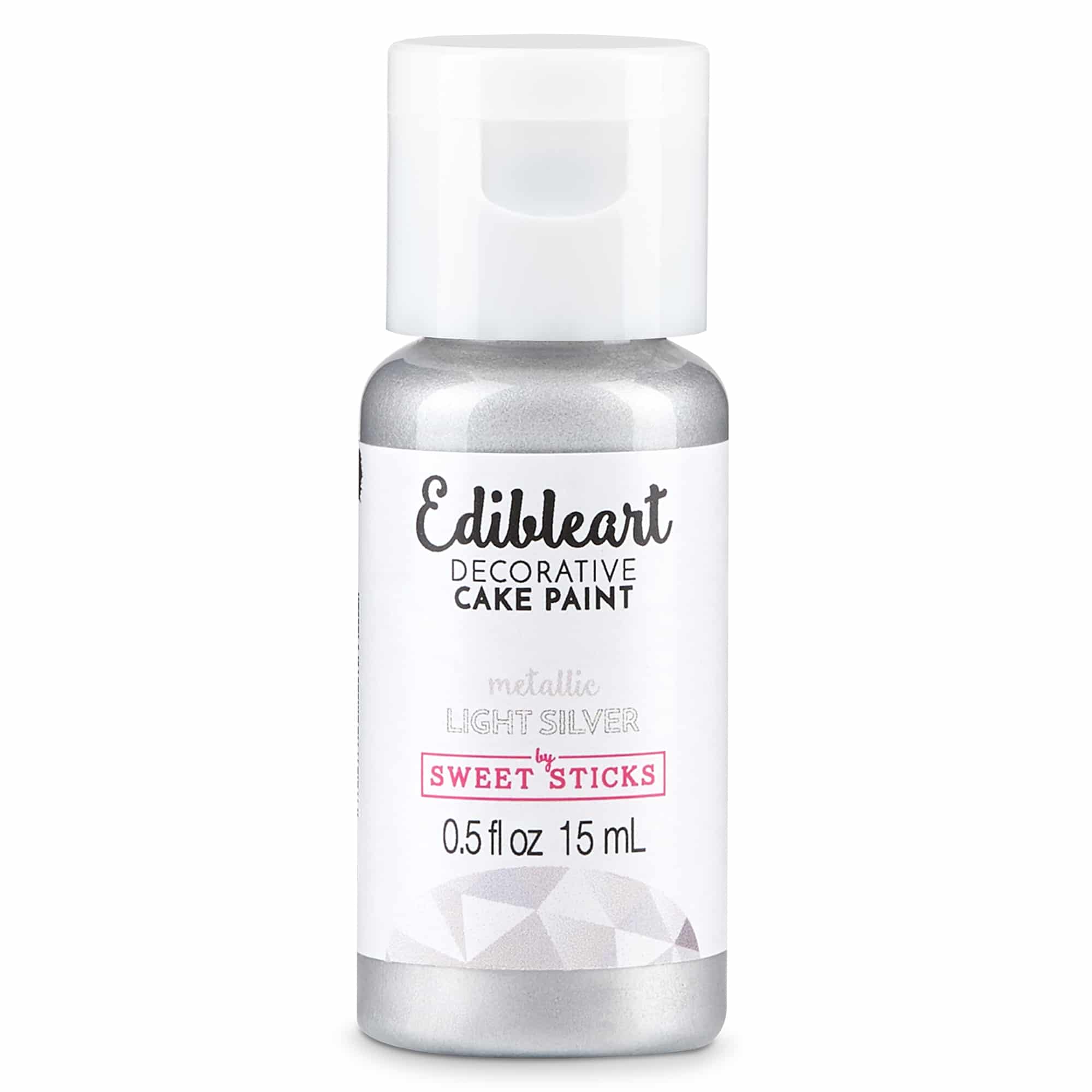 Sweet Sticks Light Silver Metallic Edible Decorative Art Paint - 15ml Bottle