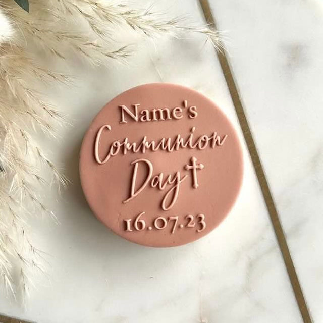 Custom Name's Communion Day With Date - Reverse Stamp