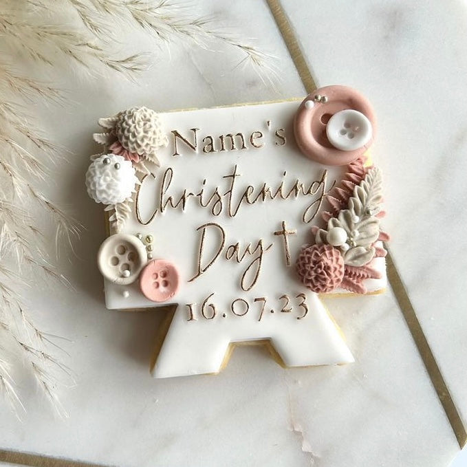 Custom Name's Christening Day With Date - Reverse Stamp