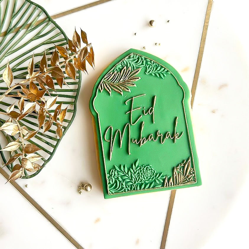 Floral Eid Mubarak Embosser Stamp & Cookie Cutter Set
