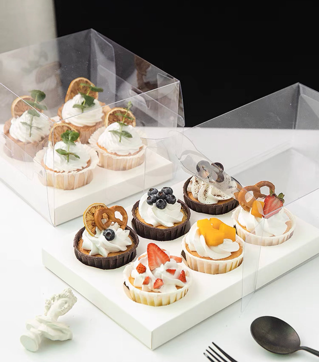 Luxury Cupcake Box With Clear Lid & Insert - Pack of 5