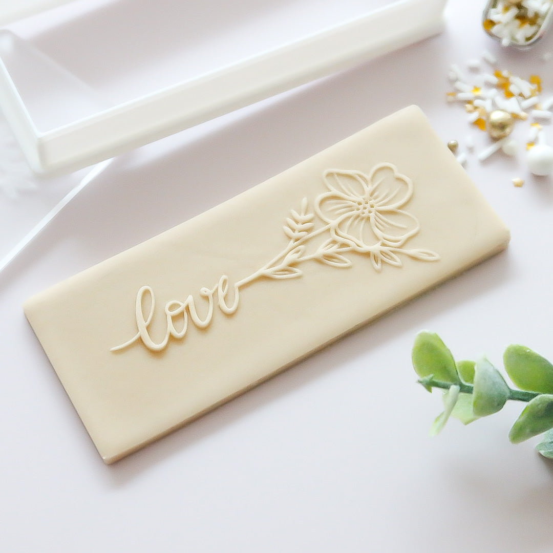 Love With Floral Design Rectangle Embosser