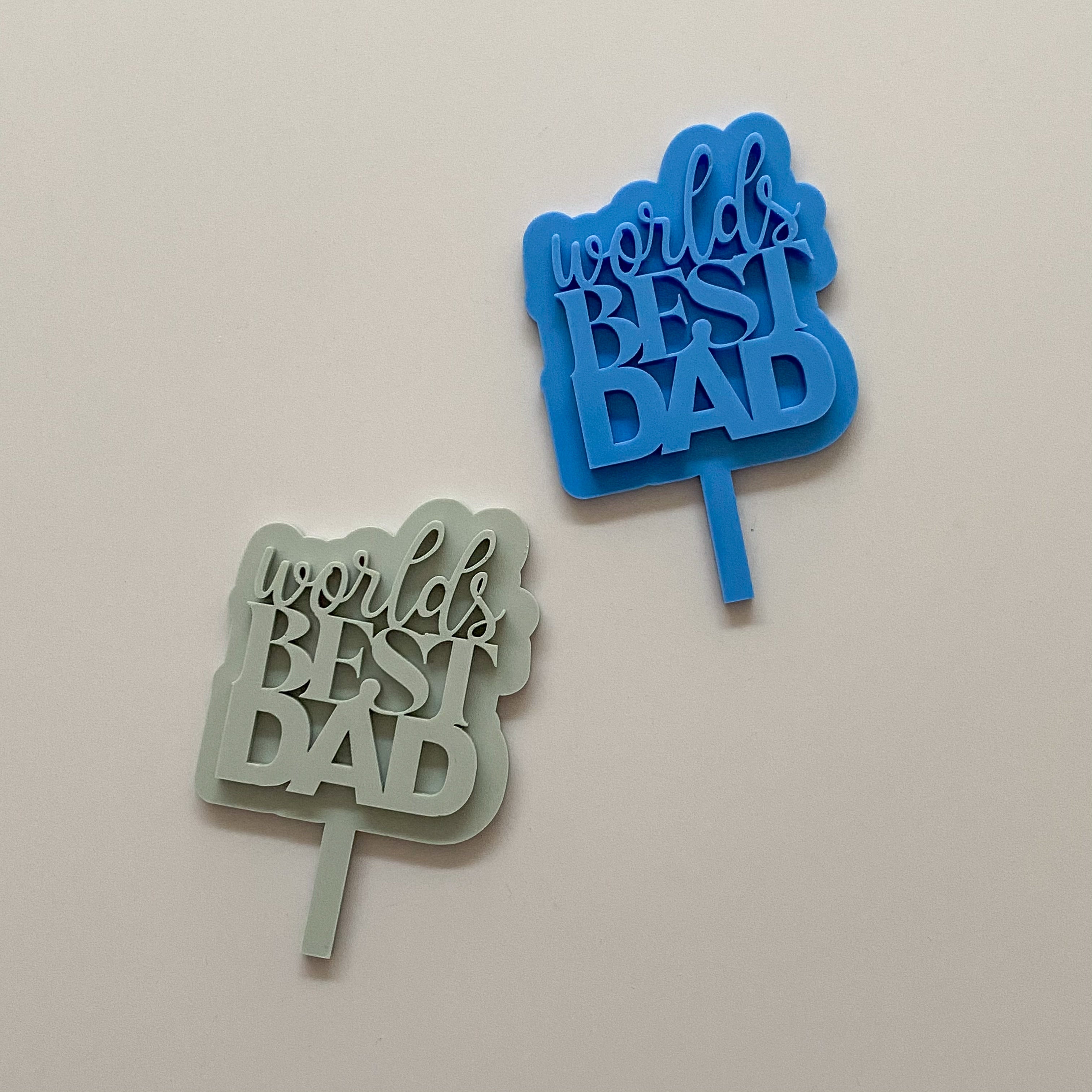 Worlds Best Dad - Mini Cupcake Topper (Double Layered)