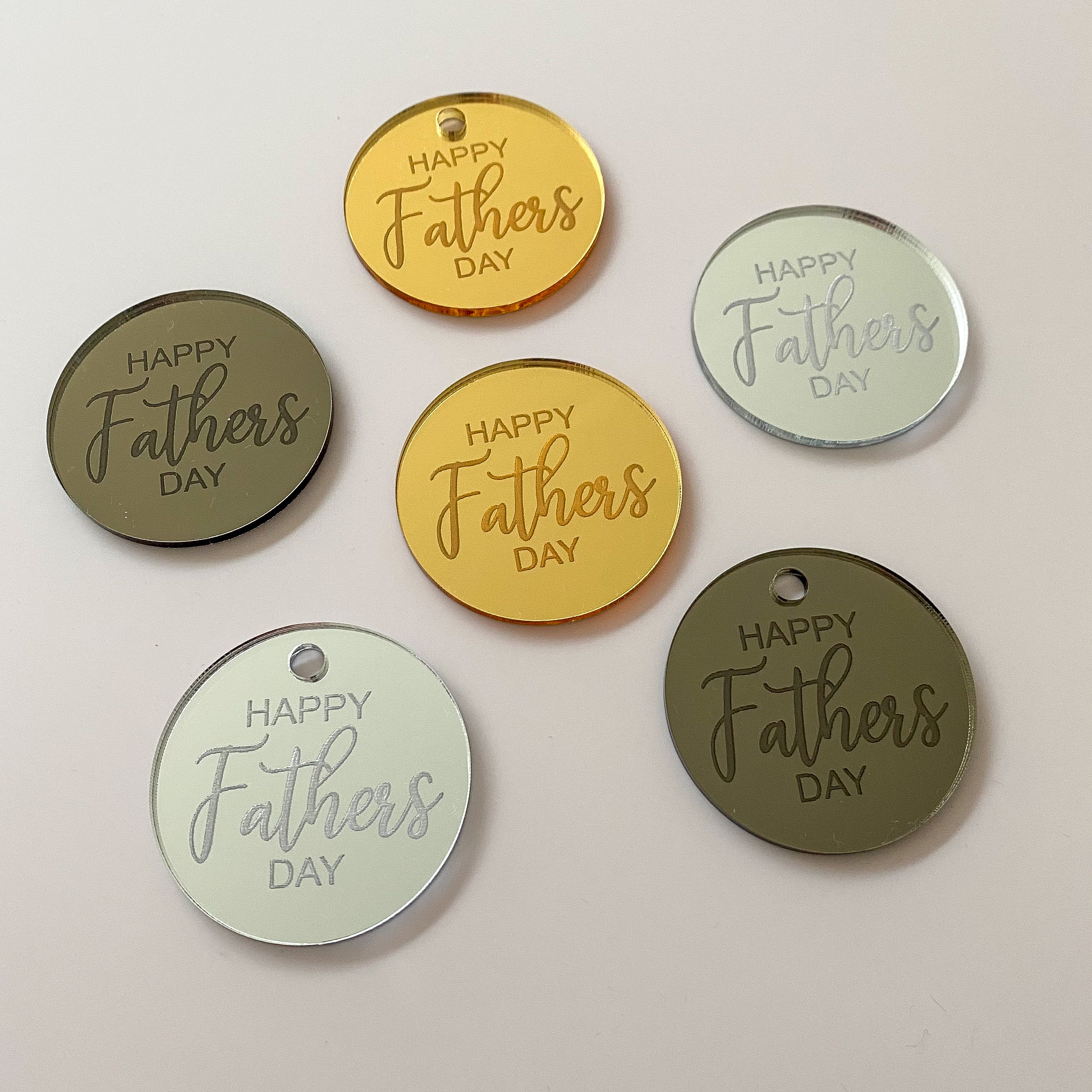 Happy Fathers Day - Mirrored Discs (Pack of 10)