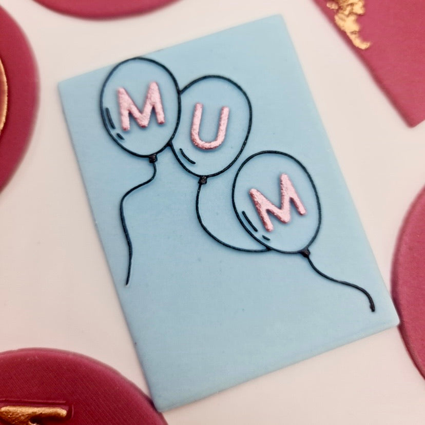 Mum Balloons - Reverse Stamp