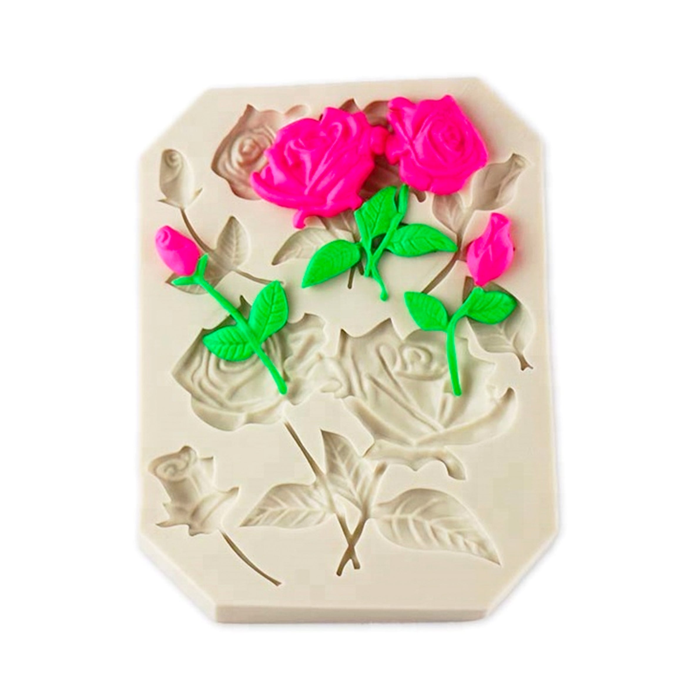 Rose Bud & Stems Shapes Silicone Mould
